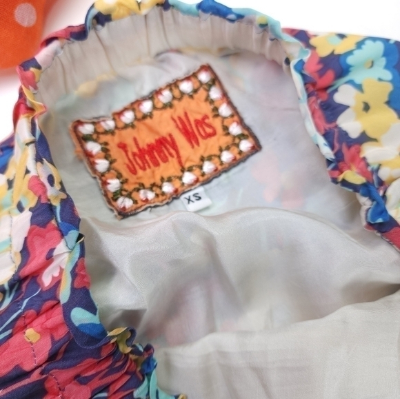 Johnny Was Blue Pink Boho Maxi Rayon Silk Floral Skirt Sz Xs - Picture 4 of 13